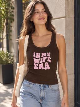 PAST MODERN - In My Wife Era Brown Tank Top