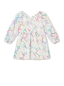 Tommy Hilfiger - Multi-Colour Girls Printed V-Neck Cotton Dress