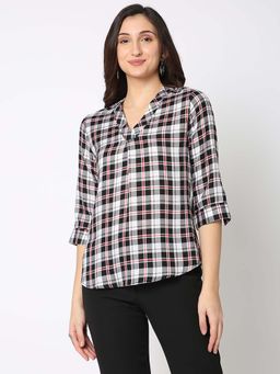 Not So Pink - Black V Neck 3/4 Sleeve Top With Front Pleat Detail