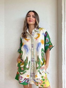 Outzidr - White Over Sized Vacay Co-Ord (Set of 2)