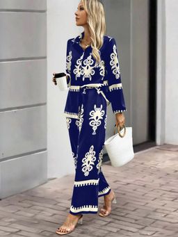 Outzidr - Street Blue Placement Print Co-Ord (Set of 2)
