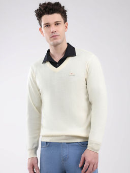 Monte Carlo - Men Cream Solid Sweater
