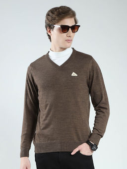 Monte Carlo - Men Brown Solid Sweater