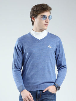 Monte Carlo - Men Blue Solid Sweater