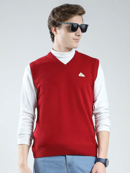 Monte Carlo - Men Red Solid Sweater