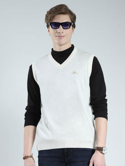 Monte Carlo - Men White Solid Sweater