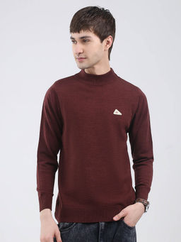 Monte Carlo - Men Maroon Solid Sweater