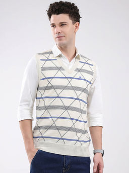 Monte Carlo - Men White Abstract Sweater