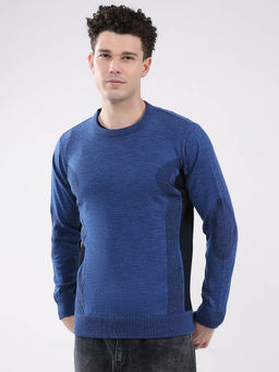 Monte Carlo - Men Blue Colorblock Sweater