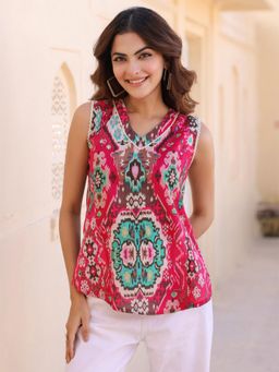 Rain & Rainbow - Pink Pure Cotton Sleeveless Top