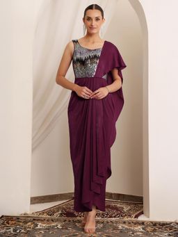 Miss Chase - Wine Polyester Sleeveless Dress