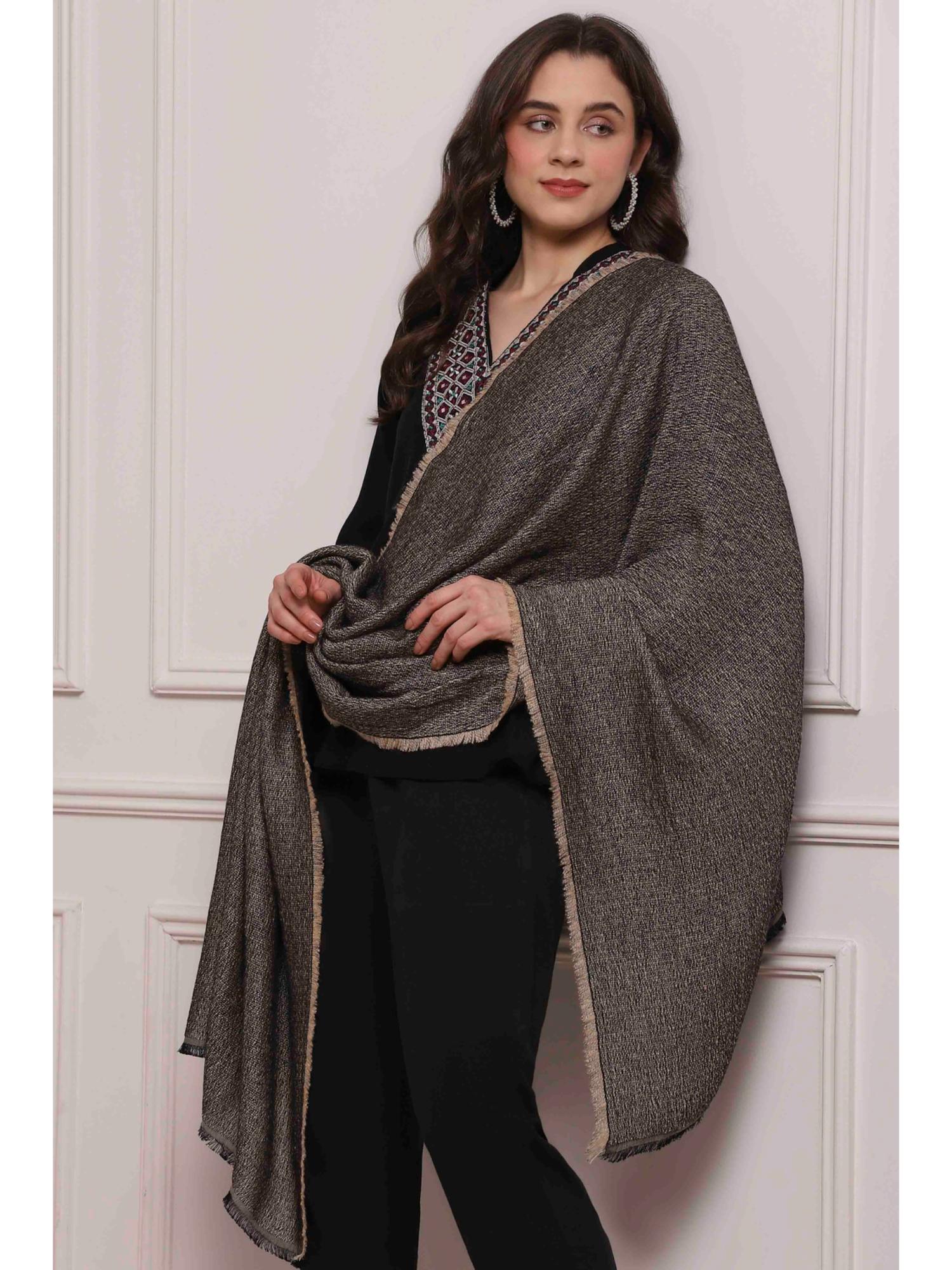 biba Women Beige Acrylic Yarn Dyed Stole-picture-14