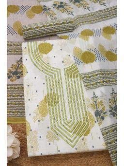 Soch - Womens Cotton Botanical Unstiched Dress Material with Sequins