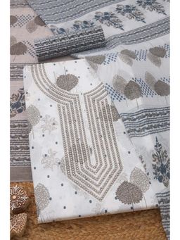 Soch - Womens Cotton Botanical Unstiched Dress Material with Sequins