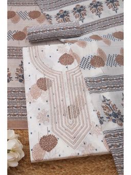 Soch - Womens Cotton Botanical Unstiched Dress Material with Sequins