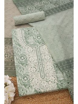 Soch - Womens Cotton Botanical Unstiched Dress Material with Thread Work