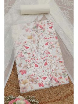 Soch - Womens Cotton Floral Unstitch Dress Material with Thread Work