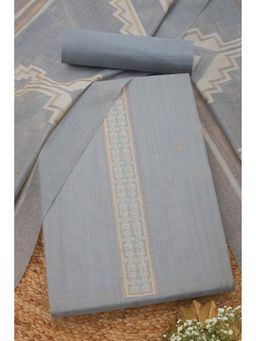 Soch - Womens Grey Chanderi Woven Design Unstiched Dress Material with Zari Woven