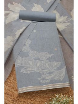 Soch - Womens Grey Chanderi Woven Design Unstiched Dress Material with Zari Woven