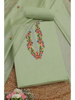 Soch - Womens Light Green Rayon Embroidered Unstiched Dress Material with Thread Work