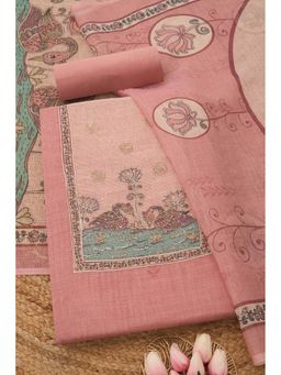 Soch - Womens Blush Pink Kota Ethnic Motifs Unstitch Dress Material with Zari