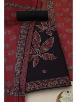 Soch - Womens Black Art Silk Ethnic Motifs Unstiched Dress Material with Mirror Work