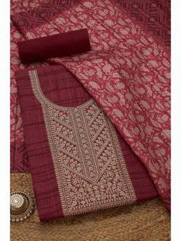 Soch - Womens Art Tussar Embroidered Unstiched Dress Material with Zari