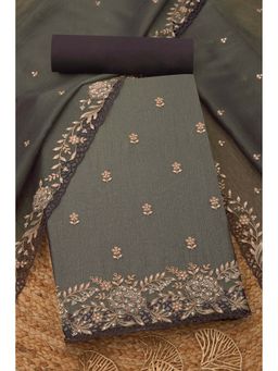 Soch - Womens Crushed Tissue Embroidered Unstiched Dress Material with Stone Work