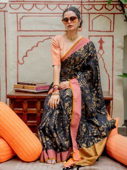Suta - Black Cotton Acrylic Saree