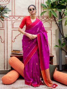 Suta - Pink Cotton Acrylic Saree