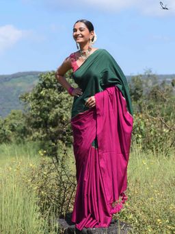 Suta - Pink Cotton Acrylic Saree