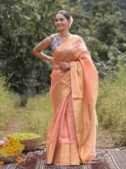 Suta - Peach Tissue Dobby Saree