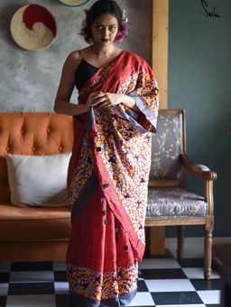 Suta - Maroon Mul Modal Saree