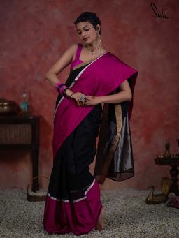 Suta - Black Silk Cotton Zari Saree