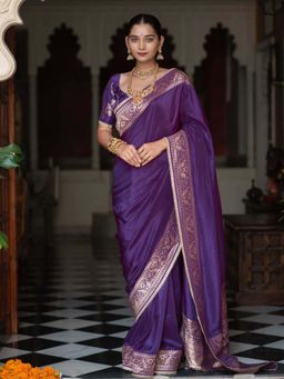 Suta - Purple Viscose Blend Saree