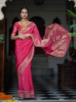 Suta - Pink Viscose Blend Saree