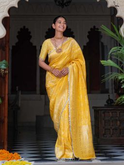 Suta - Yellow Viscose Blend Saree