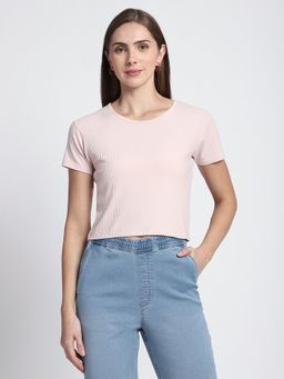 R&B - Pink Textured Crop Top
