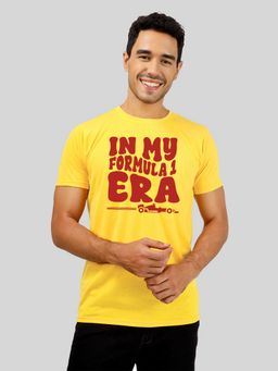 Greylongg - Yellow Typography Round Neck T-Shirt