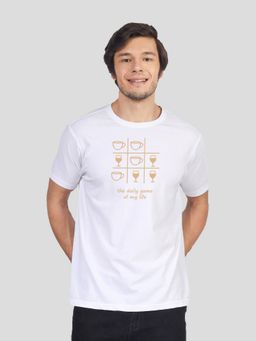 Greylongg - White Typography Round Neck T-Shirt