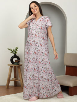 Sweet Dreams - Women Beige Full Length Night Dress