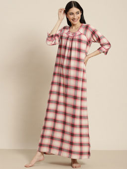 Sweet Dreams - Women Red Checks Night Dress