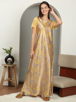 Sweet Dreams - Women Gold Full Length Night Dress