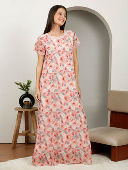 Sweet Dreams - Women Cream Full Length Night Dress