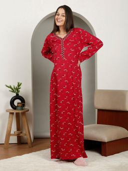 Sweet Dreams - Women Red Regular Night Dress