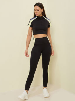 Sweet Dreams - Women Black Solid T-shirt & Tights (Set of 2)