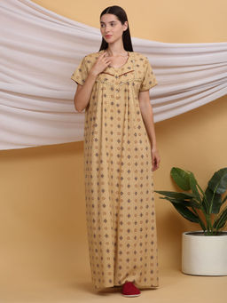 Sweet Dreams - Women Yellow Printed Night Dress