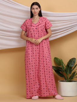 Sweet Dreams - Women Pink Printed Night Dress