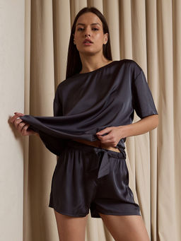 Sweet Dreams - Women Grey Silky T-shirt & Shorts (Set of 2)