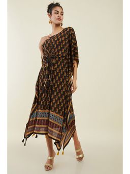 Soch - Women Black Cotton Floral Kaftan